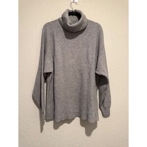 Free people Cloudy Gray Addie Ribbed Turtleneck Oversized Cozy Knit Sweater Sz S